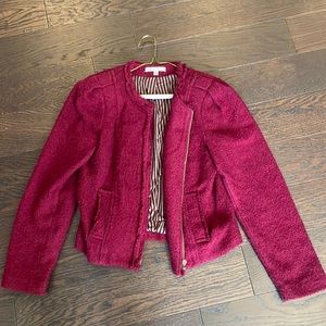 CAbi sz 8 lightweight cranberry zip blazer jacket